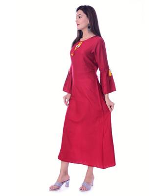 Maroon Color Rayon Fabric A-Line Kurti 5