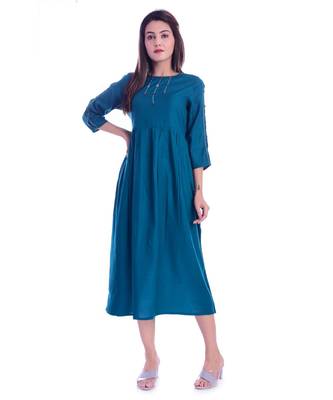 Blue Color Rayon Fabric Anarkali style Kurti 1