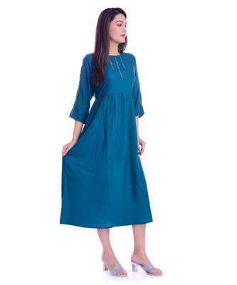Blue Color Rayon Fabric Anarkali style Kurti 3