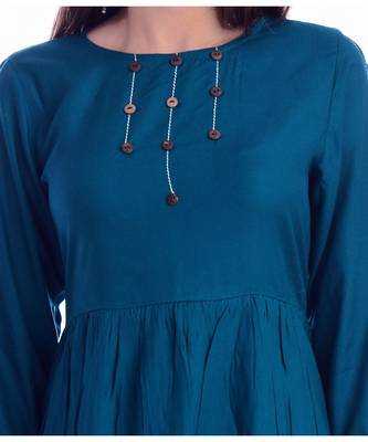 Blue Color Rayon Fabric Anarkali style Kurti 4