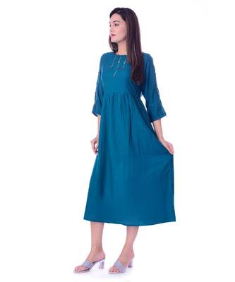 Blue Color Rayon Fabric Anarkali style Kurti 5