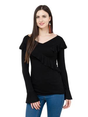 Black plain Viscose tops 1
