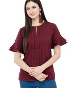 Brown plain Crepe tops