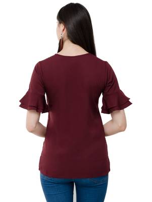 Brown plain Crepe tops 3