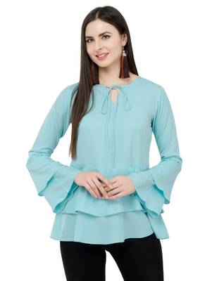 Light blue plain Crepe tops 1