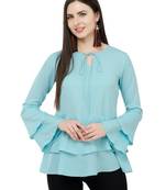 Light blue plain Crepe tops