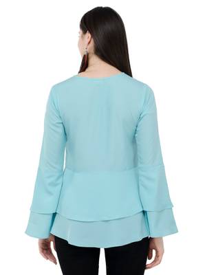 Light blue plain Crepe tops 3