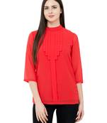 Red plain Georgette tops