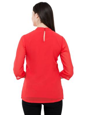 Red plain Georgette tops 3