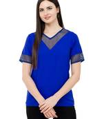 Blue plain Crepe tops