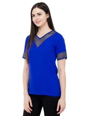 Blue plain Crepe tops 2