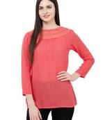 Red plain Rayon tops