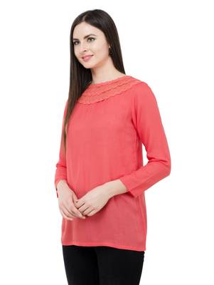 Red plain Rayon tops 2