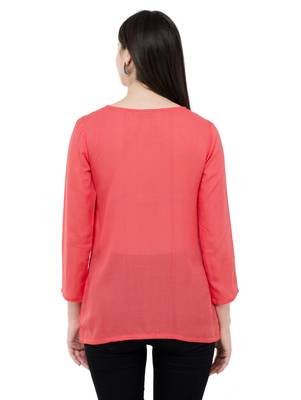 Red plain Rayon tops 3