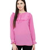 Pink plain Crepe tops