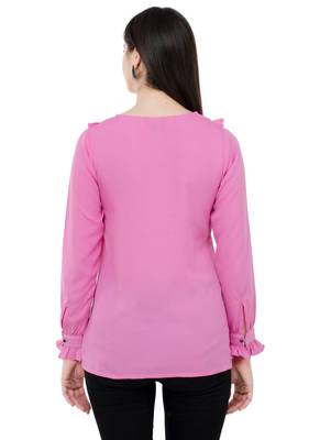 Pink plain Crepe tops 3