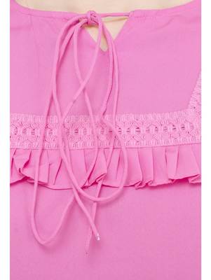Pink plain Crepe tops 4