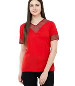 Red plain Crepe tops