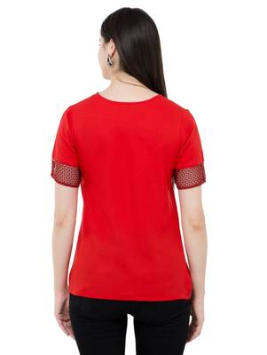 Red plain Crepe tops 3