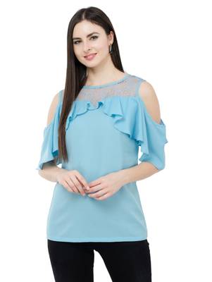 Light blue plain Crepe tops 1