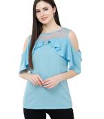 Light blue plain Crepe tops