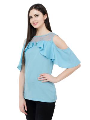 Light blue plain Crepe tops 2