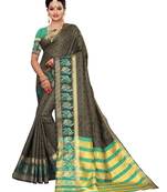 Olive Woven Poly Silk Saree With Blouse