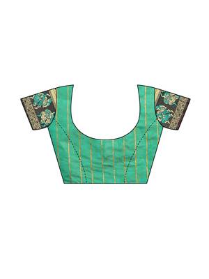Olive Woven Poly Silk Saree With Blouse 5