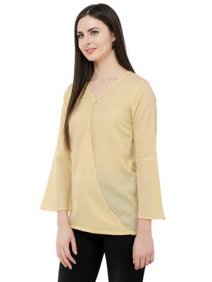 Beige plain Crepe tops 2