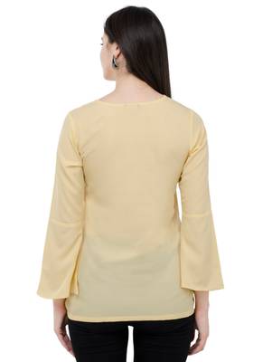 Beige plain Crepe tops 3