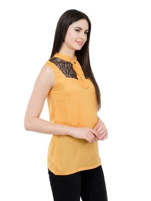 Beige plain Rayon tops 2
