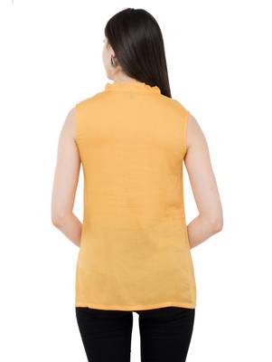 Beige plain Rayon tops 3
