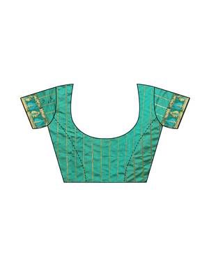 Navy Blue Woven Poly Silk Saree With Blouse 5