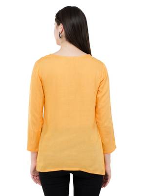 Beige plain Rayon tops 3