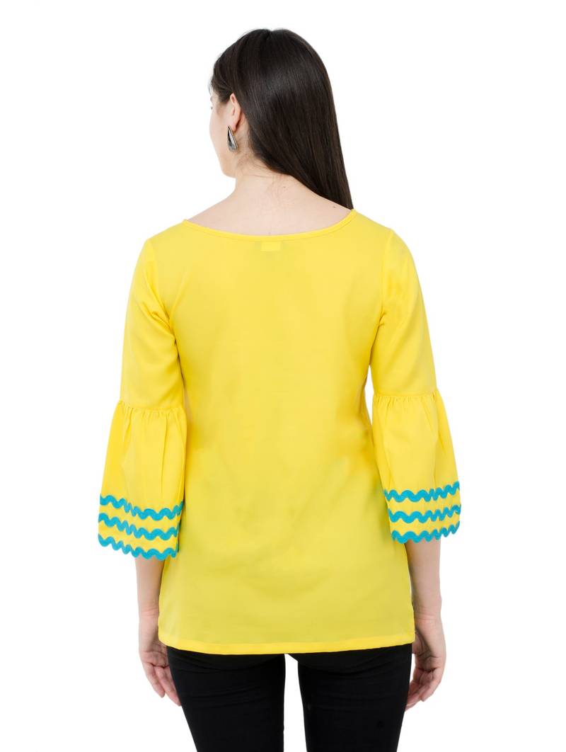 Yellow plain Crepe tops Karmic Vision 3141393