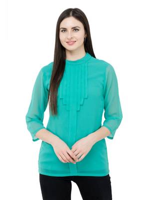 Green plain Georgette tops 1