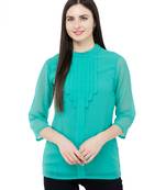 Green plain Georgette tops