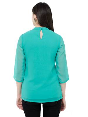 Green plain Georgette tops 3