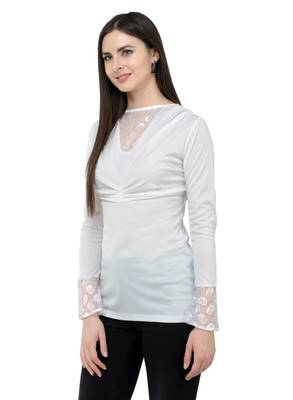 White plain Polyester tops 2