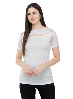 White plain Polyester tops 1