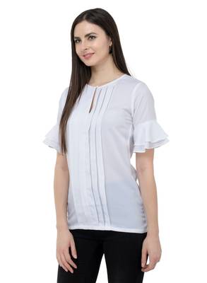 White plain Crepe tops 2