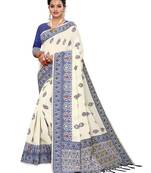 Off White Woven Cotton Silk Saree With Blouse