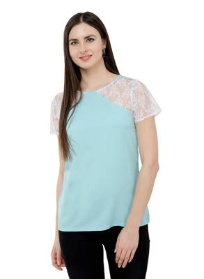 Light blue plain Crepe tops 1