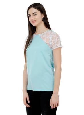 Light blue plain Crepe tops 2
