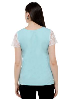 Light blue plain Crepe tops 3