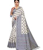 Off White Woven Cotton Silk Saree With Blouse