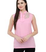 Pink plain Crepe tops