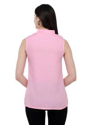 Pink plain Crepe tops 3