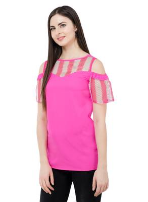 Pink plain Crepe tops 2