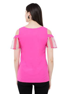Pink plain Crepe tops 3